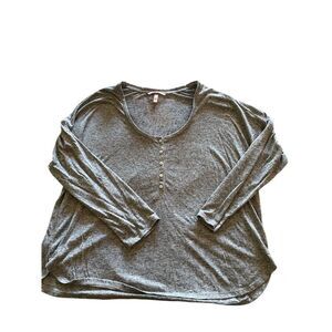 Victoria's Secret Women's Gray Long Sleeve Henley Top Size L Casual